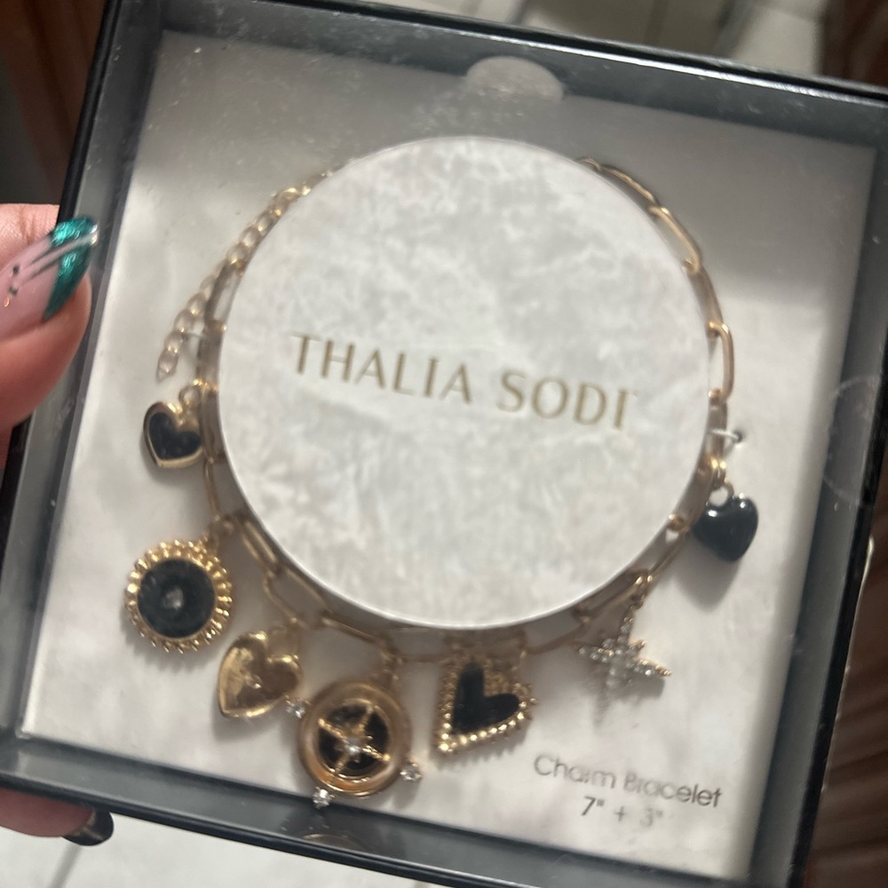 Thalia Sodi Gold and Black Bangle Bracelet